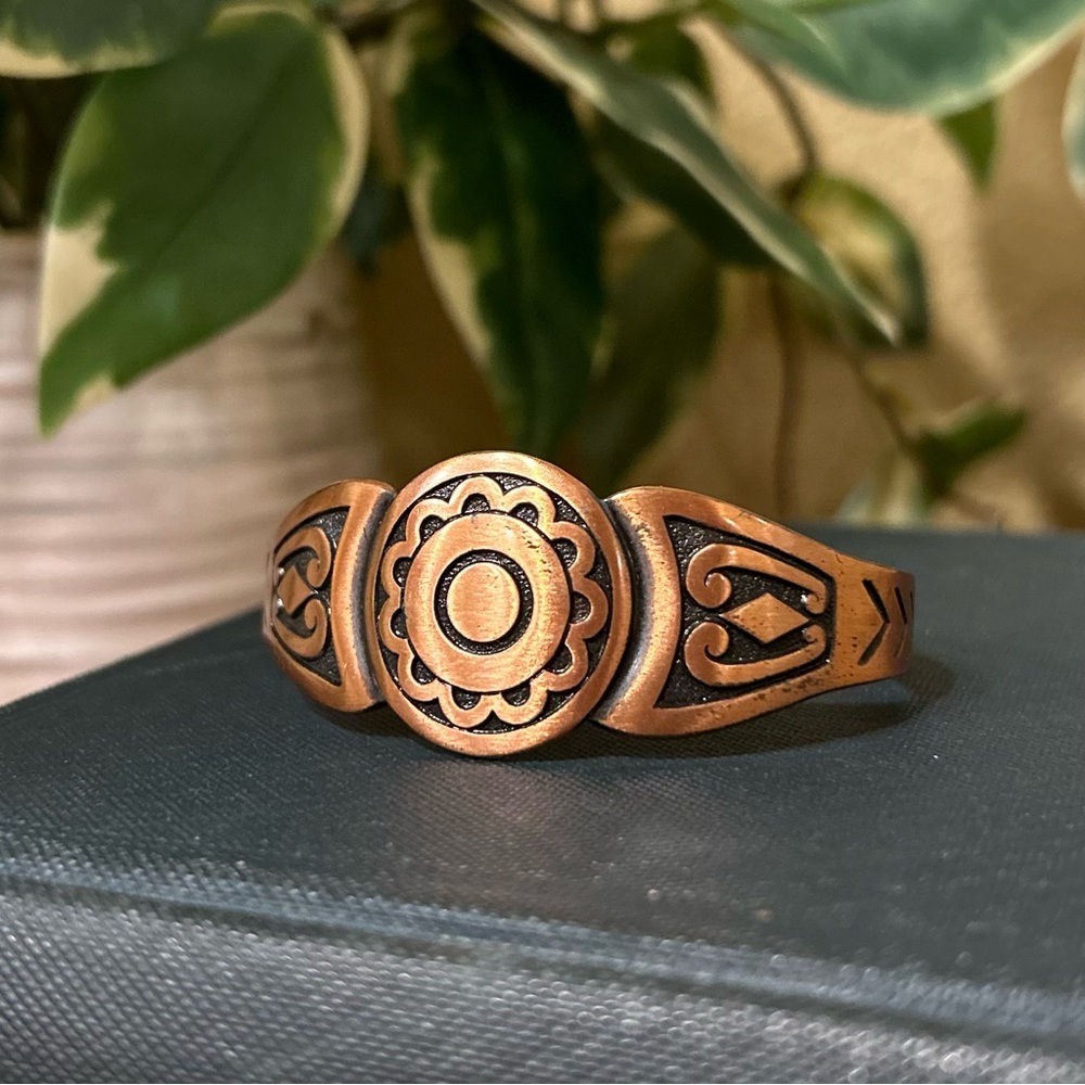 Vintage Native American Style Solid Copper Tribal… - image 1